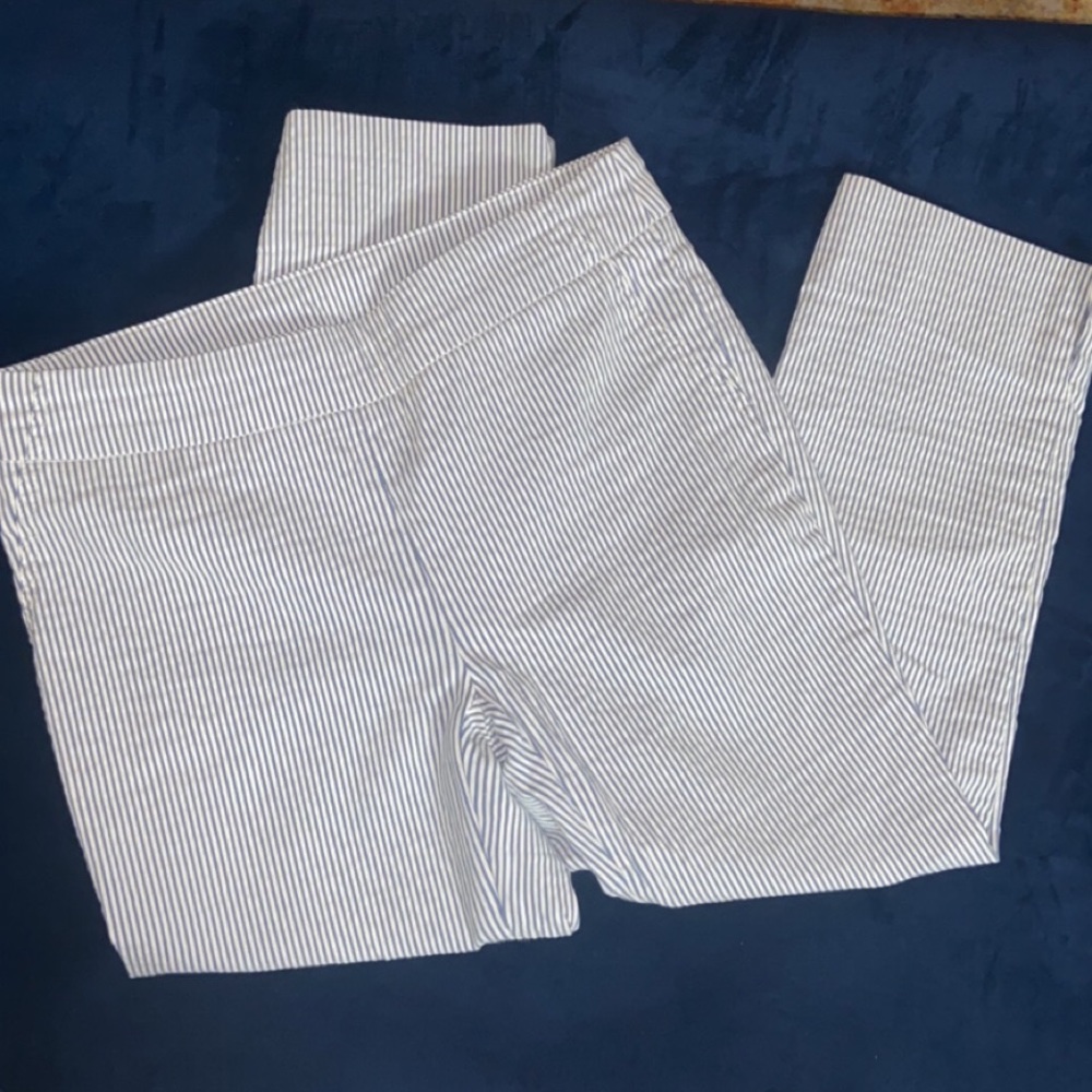 CYNTHIA ROWLEY CAPRI BLUE AND WHITE PINSTRIPE KNICKERS SIZE US 4